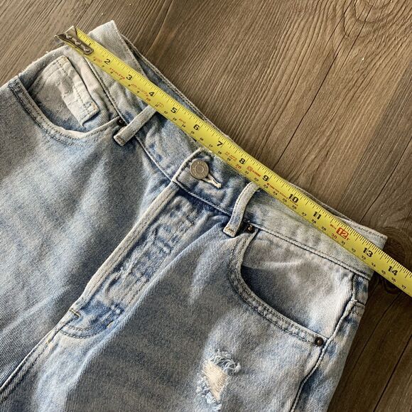 PacSun Light Denim Distressed High Rise Straight Jeans 26 - Picture 4 of 9